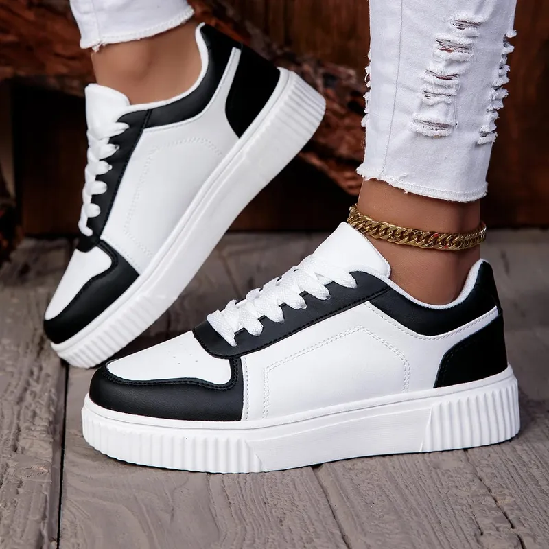 Unisex Sneakers New Arrival Large Size Classic Retro Men's Sports Skate Shoes White Thick-Soled Tennis Shoes Solid Col
