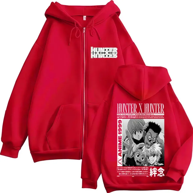 Anime Hunter X Hunter Kurapika Killua Zoldyck GON FREECSS Leorio Zipper Hoodies Men Women Zip Up Hooded Sweatshirts Jackets