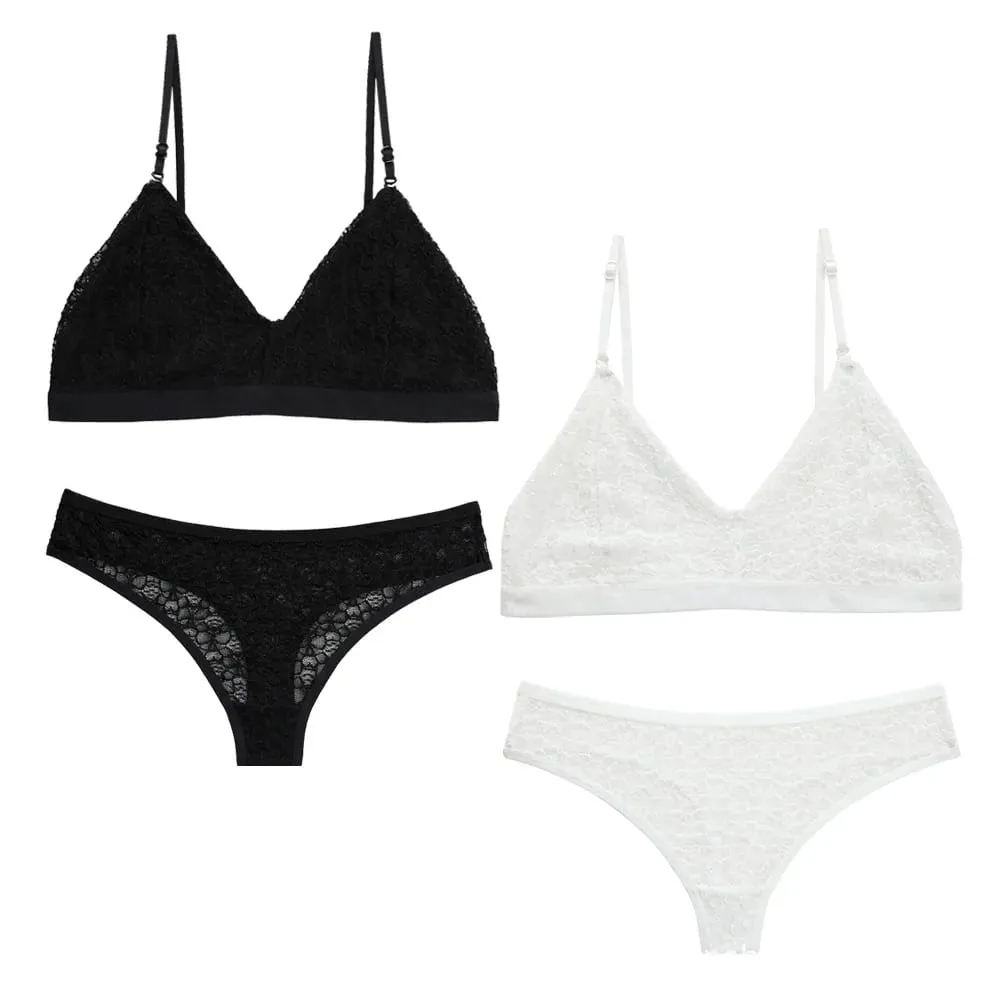 French Sexy Lingerie For Women Thin Design Without Steel Rims Or Chest Pads Gathering Lingerie Women's Bra Set — image 2