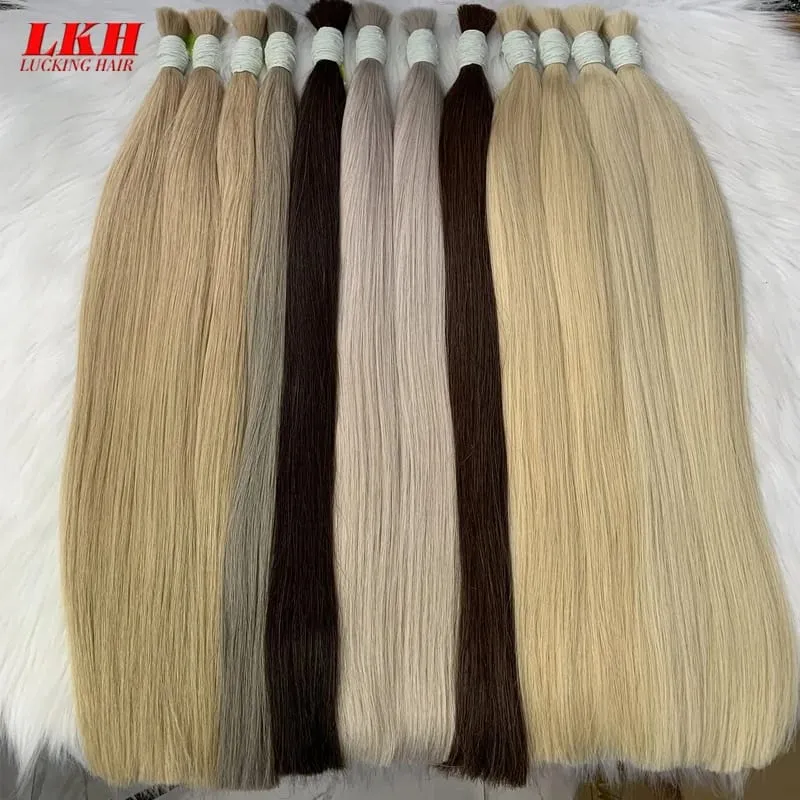 Virgin Real100% Human Hair Bulk Extension Black 613 Blonde Hair Bulk 12a Weaving For Braiding Unprocessed No Weft Straight Hair
