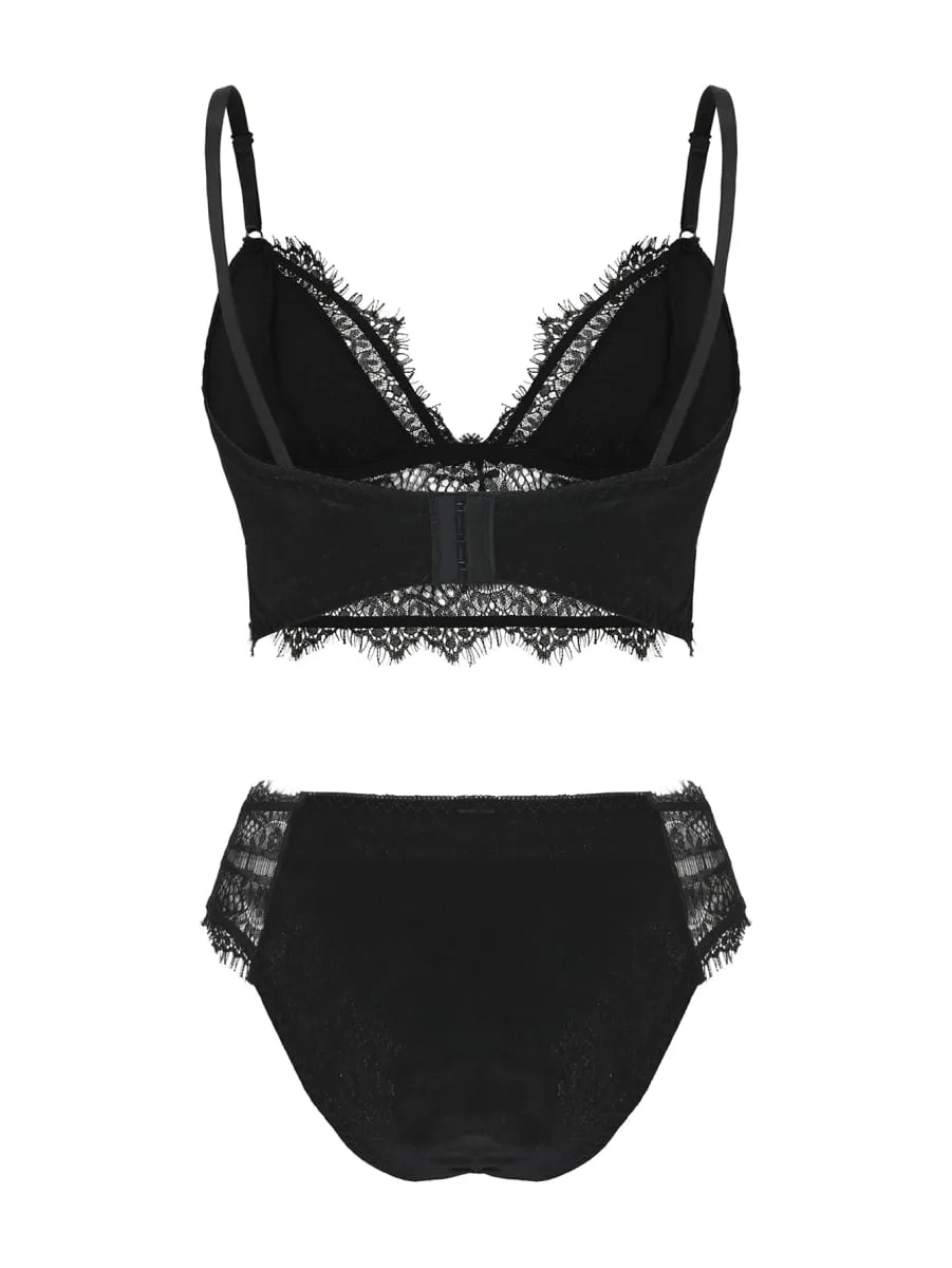 Women's Black Lace Lingerie Set Gothic Dark Style Cross Pendant Bra And Panty Set for Adult Size — image 2