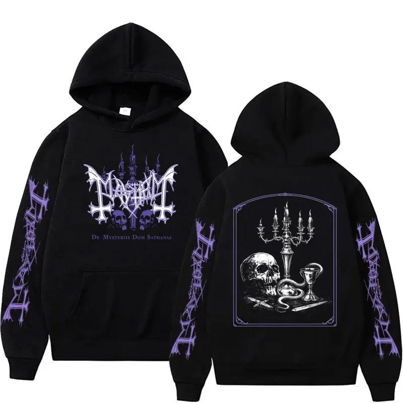 Rock Band Mayhem De Mysteriis Dom Sathanas Skeleton Graphic Hoodie Men Women Death Black Metal Gothic Punk Hoodies Streetwear — image 1
