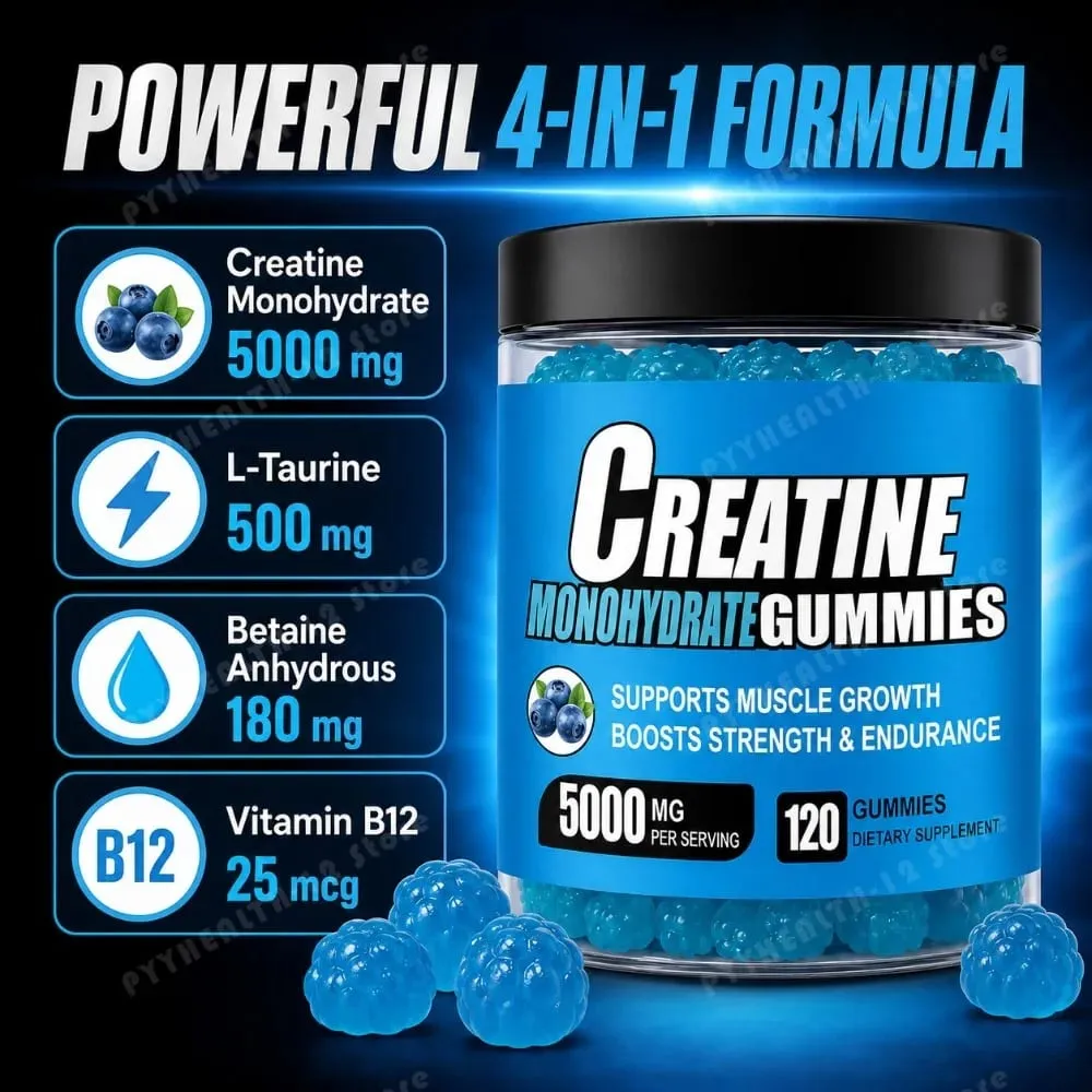 Creatine Monohydrate Gummies 5000mg Per Serving 120 Gummies for Muscle Strength Endurance & Energy Dietary Supplement — image 3