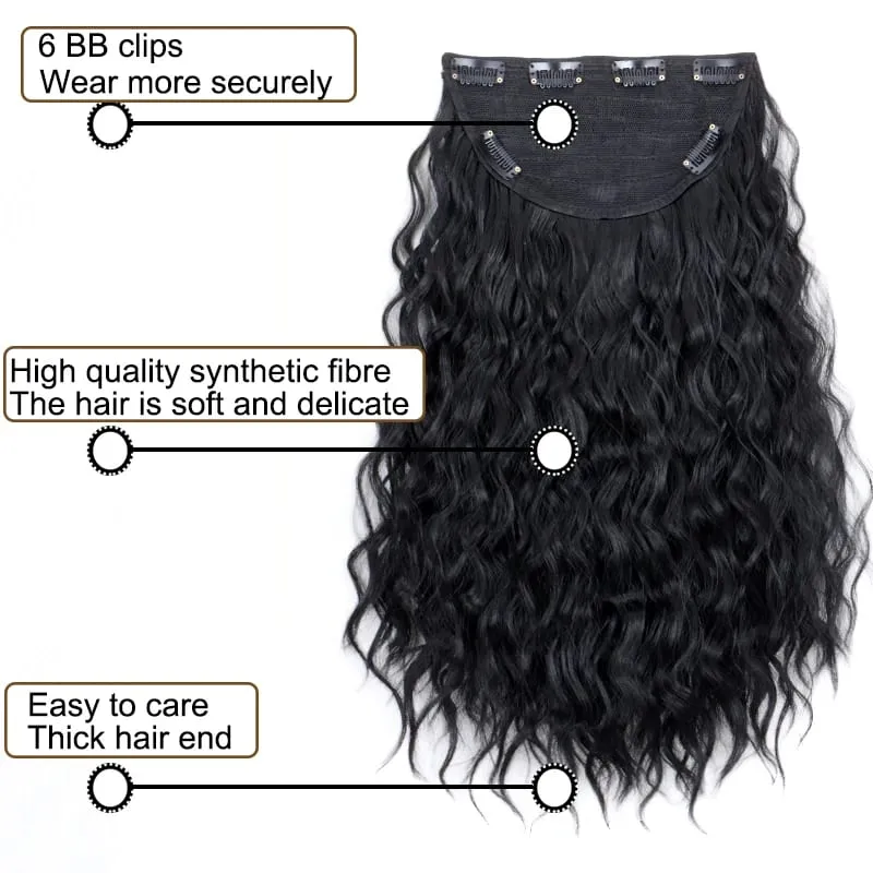18Inch Synthetic Long Curly Wave Hair Extensions 6 Clip Heat Resistant Silky Hairpiece For Women Daily Party Use — image 6