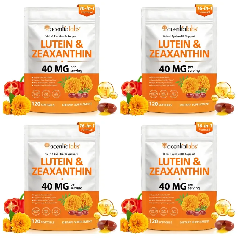 Acentiallabs Lutein Zeaxanthin Softgels 40mg Lutein & 8mg Zeaxanthin 120 นับตัวกรองแสงสีฟ้า Macular Protection Eye Care — image 10