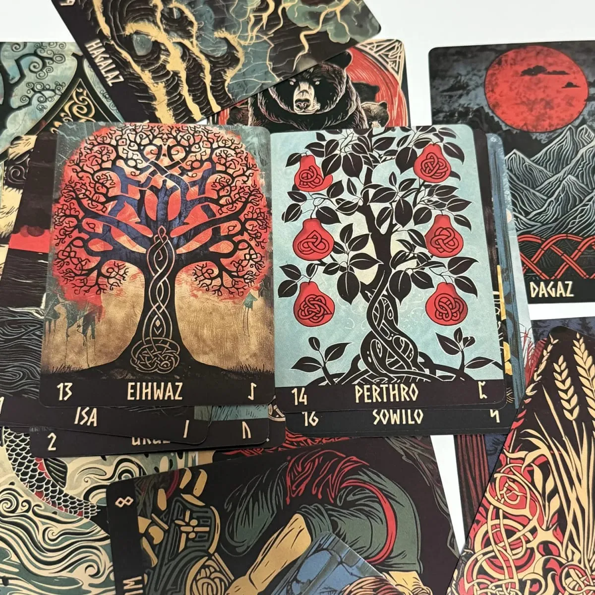 Norwegian Woodcut Runes Deck 24pcs English Version The Elder Futhark Runes Oracle deck
