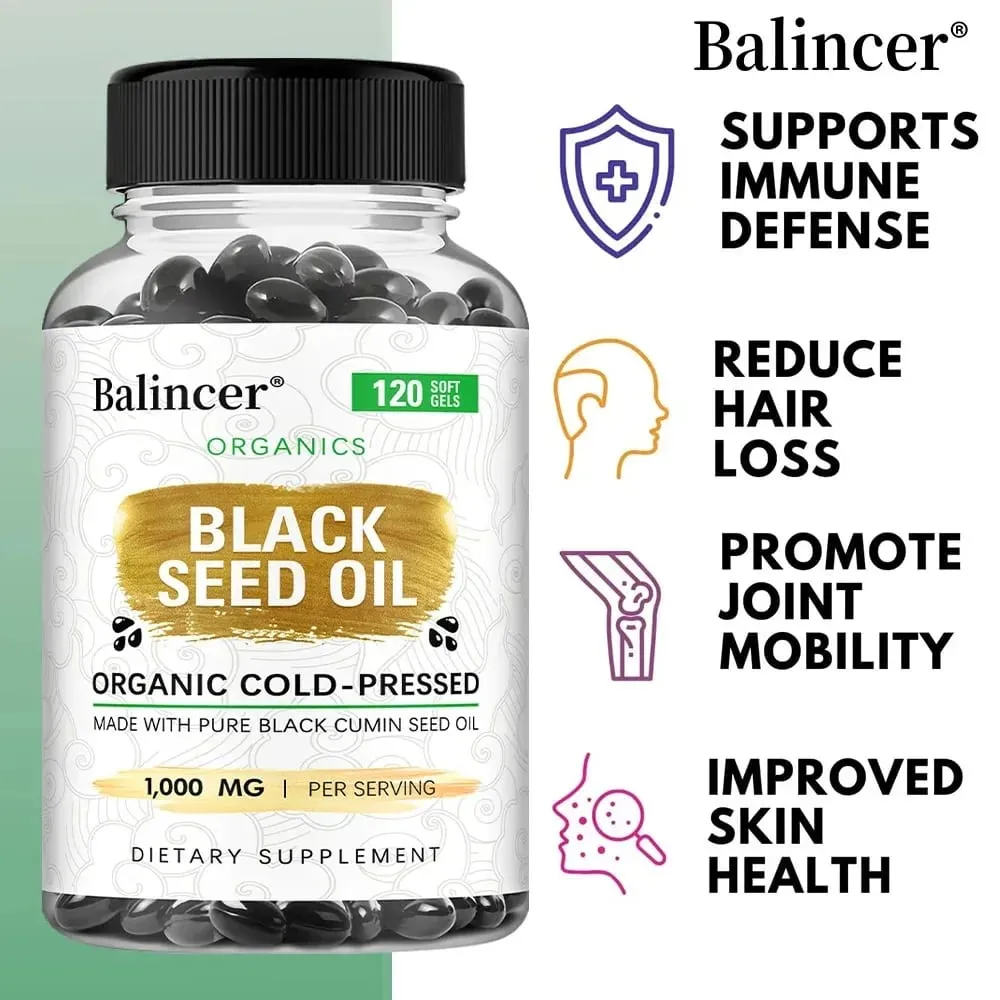 Black Seed Oil Capsules 1000mg - Help Digestive Health Immune Support & Brain Function Antioxidant 120 Capsules