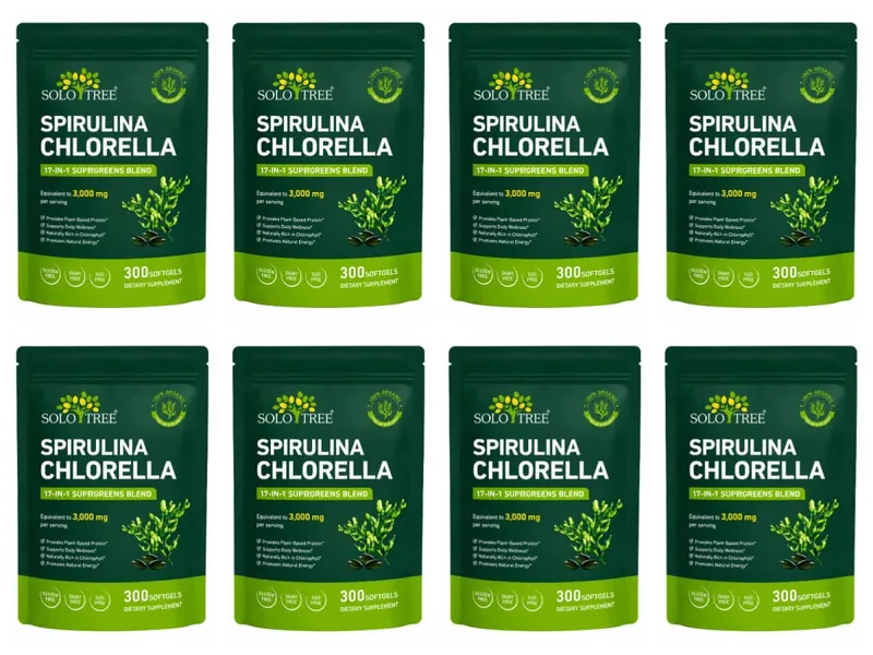 Solo Tree Spirulina Chlorella Softgels with Organic Microalgae Vitamin B6 B12 Digestive Balance & Immune Support 300 Softgels — image 12