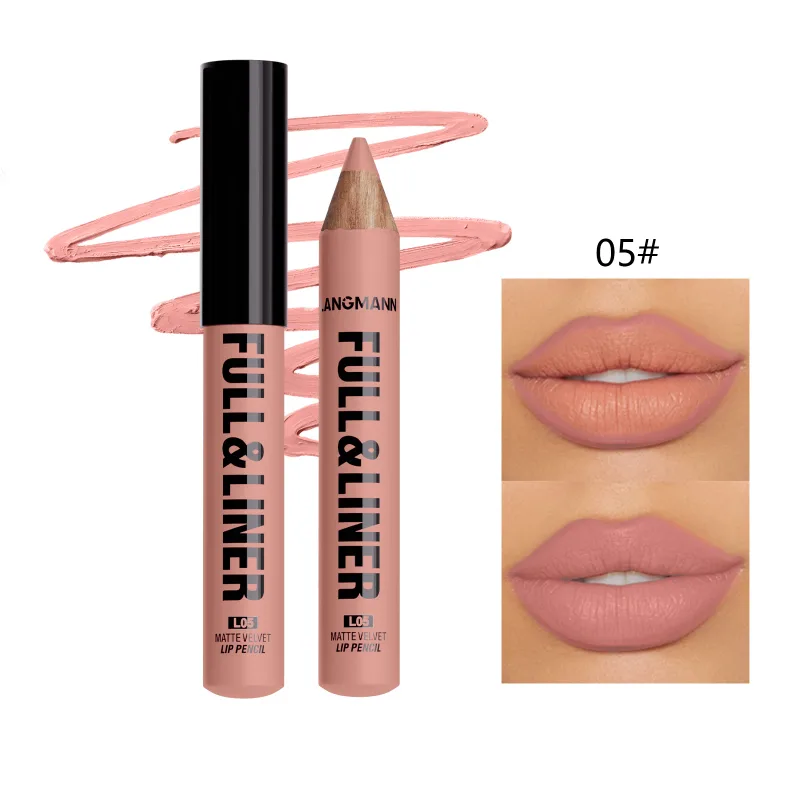 Matte Lip Liner Son Môi Bút Gỗ Có Thể Cắt Kẻ Viền Môi Lâu Dài Không Dính Vào Cốc Không phai màu