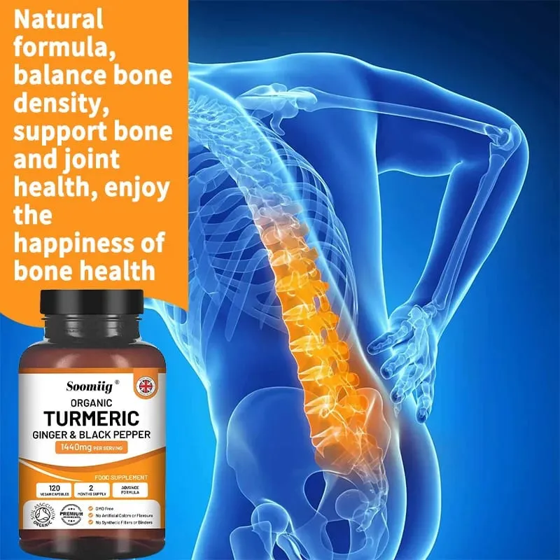 Organic Turmeric Ginger & Black Pepper Capsules Supports Joint Health Cushioning Digestive & Immune & Balances blood sugar
