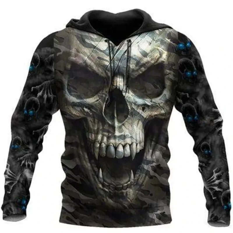 Vintage Skull 3D Print Hoodie Men/Women Casual Fashion Hoodies 2026 Pullover Sweatshirts Oversized Unisex Men Coat — image 3