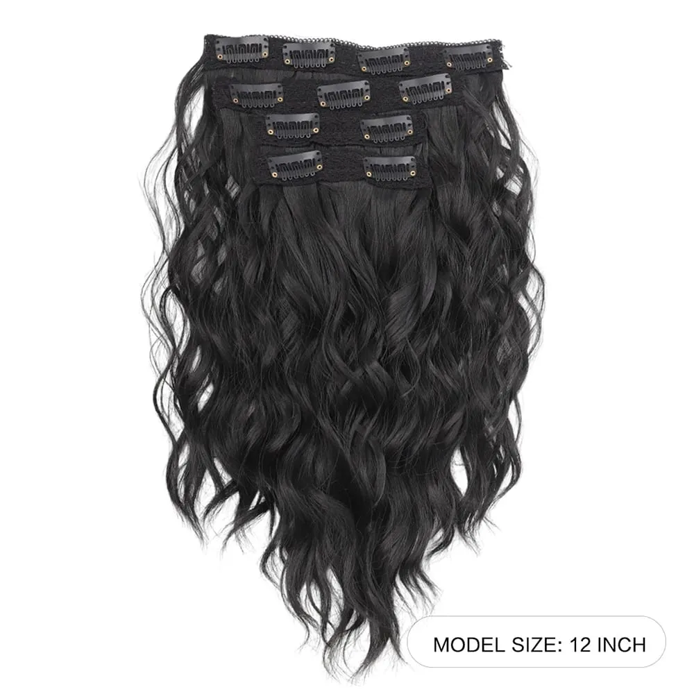 4-Piece Set of 11 Clip-In Hair Extensions Clip-In Hair Extensions 12 Inch Synthetic Clip-In Short Soft Natural Wigs High-Tempe