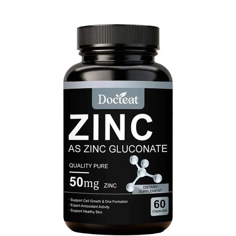 Docteat Zinc As Zinc Gluconate Capsules 50 Mg Zinc Per Serving Immune Support Antioxidant Activity Healthy Skin 60 Capsules