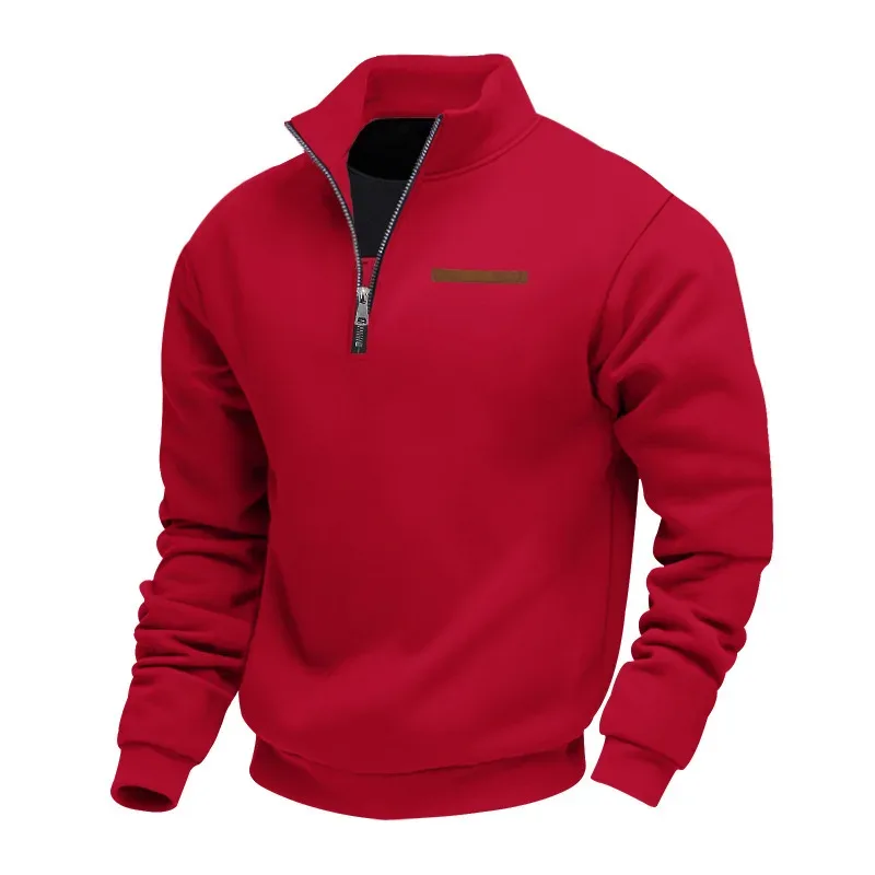 American autumn and winter heavy fleece long-sleeved men's sweater half zipper loose stand-up collar pullover men's sweater