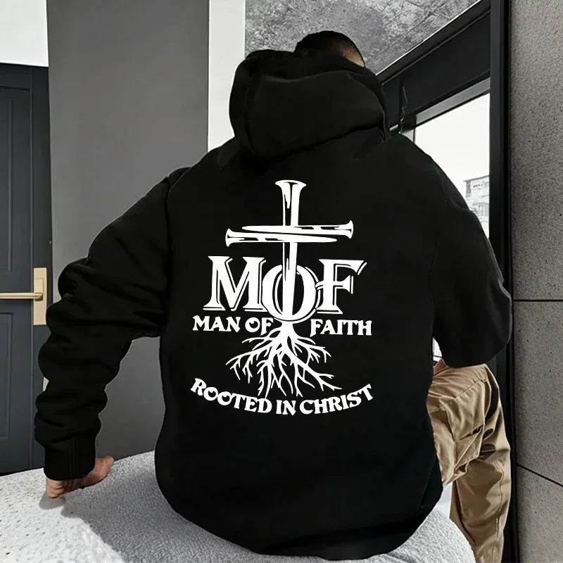 2025 Hot Sale Men's Hoodie Man of Faith Jesus Print Hooded Sweatshirts Autumn Winter Daily Casual Sporty Fashion Hoody Outerwear — image 13
