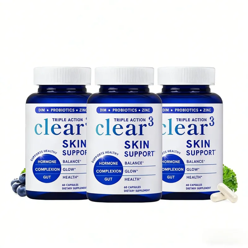 Supplément de soutien cutané Clear³ avec probiotiques DIM et zinc – Soutien nutritionnel pour une peau et un intestin sains 60 gélules — image 7