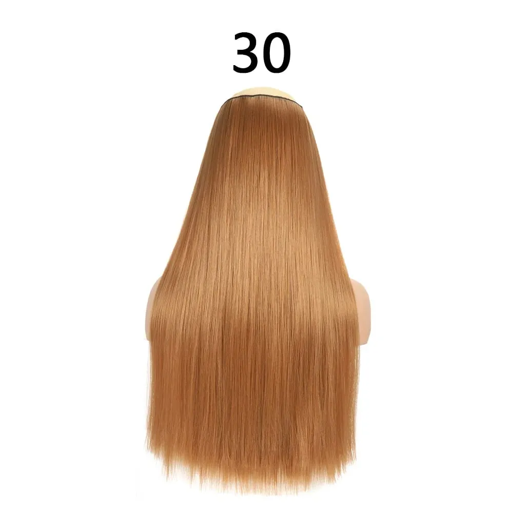 Synthetic 24Inch Hair Extensions OnePiece 5 Clips Long Straight Hairstyle Heat Resistant Fake Hairpiece For Women Natural Brow — image 17