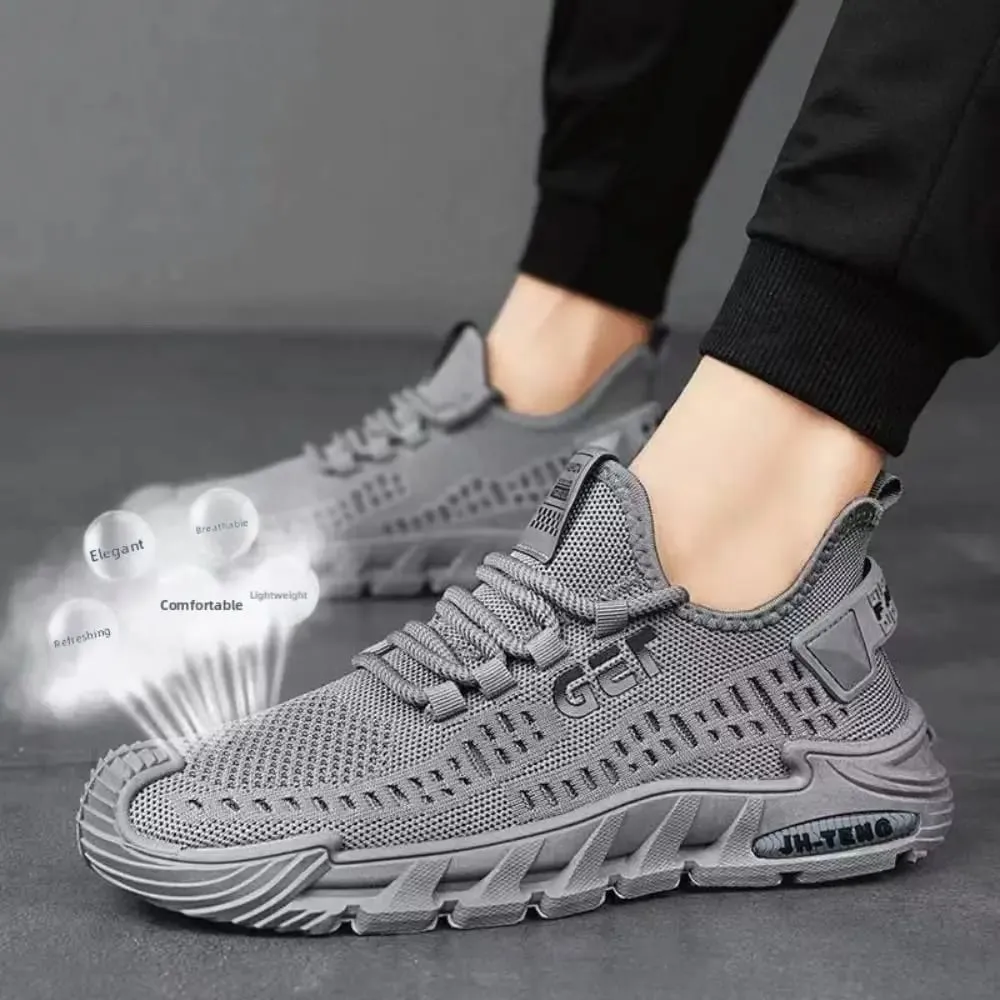 New Breathable Men's Casual Sneakers Anti-slip Lace Up Running Shoes Soft-soled Wear-resisting Slip-on Fashion Sneaker for Men — image 5