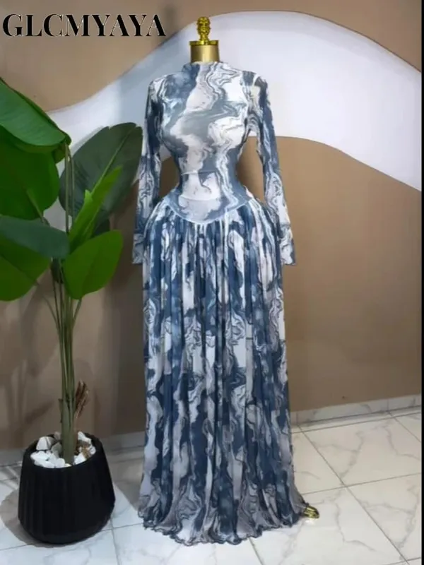 CM.YAYA Women leaf Print patchwork smock Midi A-line Long Maxi Dress 2026 Elegant Evening Birthday Party Dresses Trendy Vestidos — image 6