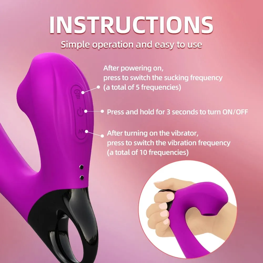 2-in-1 Sucking Vibrator Dildo G-Spot Nipple Sucking Clitoral Vaginal Penetration Sex Toys Female Pussy Massage For Couples Sex — image 5