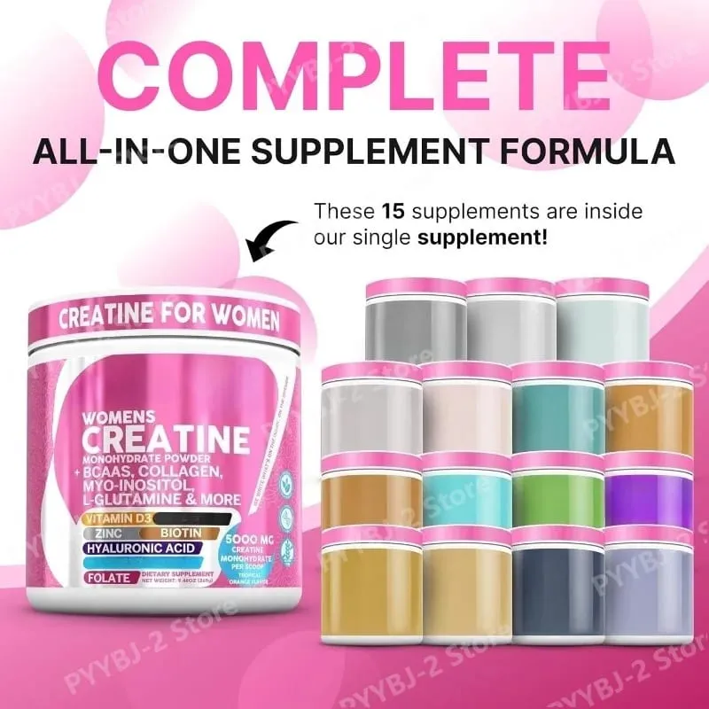 ผู้หญิง Creatine Powder 300g ประกอบด้วย Creatine Monohydrate BCAA และกรดอะมิโนสำหรับสุขภาพประจำวันโภชนาการและการออกกำลังกาย — image 2