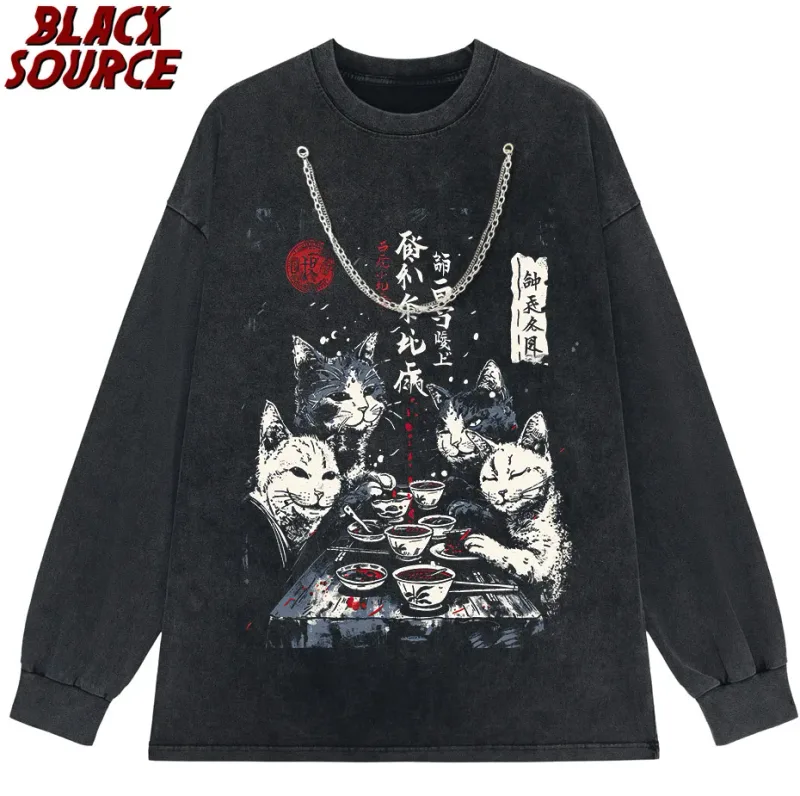 hd0121 Hip Hop Men's Fashion Washed Hoodie, Streetwear Graphic Print Harajuku Pullover Sweatshirt, Casual Loose Fit Y2K — image 7