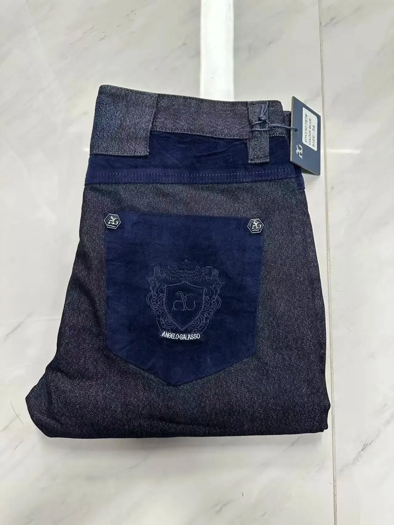 Jeans Cotton Thick Men 2027 new Embroidery elasticity Fashion zipper High quality comfortable Big size 34-42 long Pants — image 2
