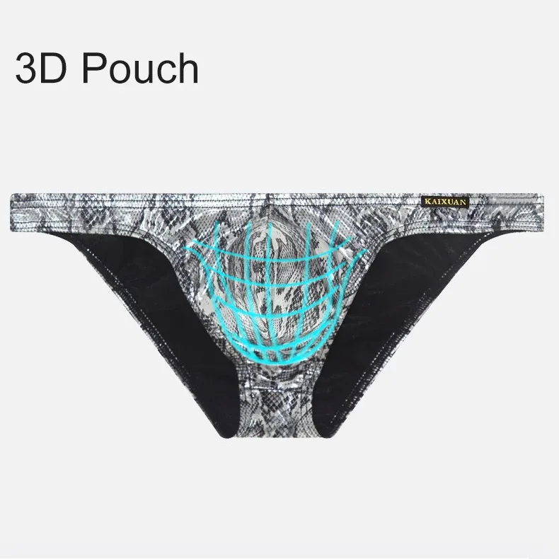 Mens Snake Skin Patterned Briefs with Sexy Bulge Pouch Bikini Underwear Comfortable Underpants by WANGJIANG Brand — image 9