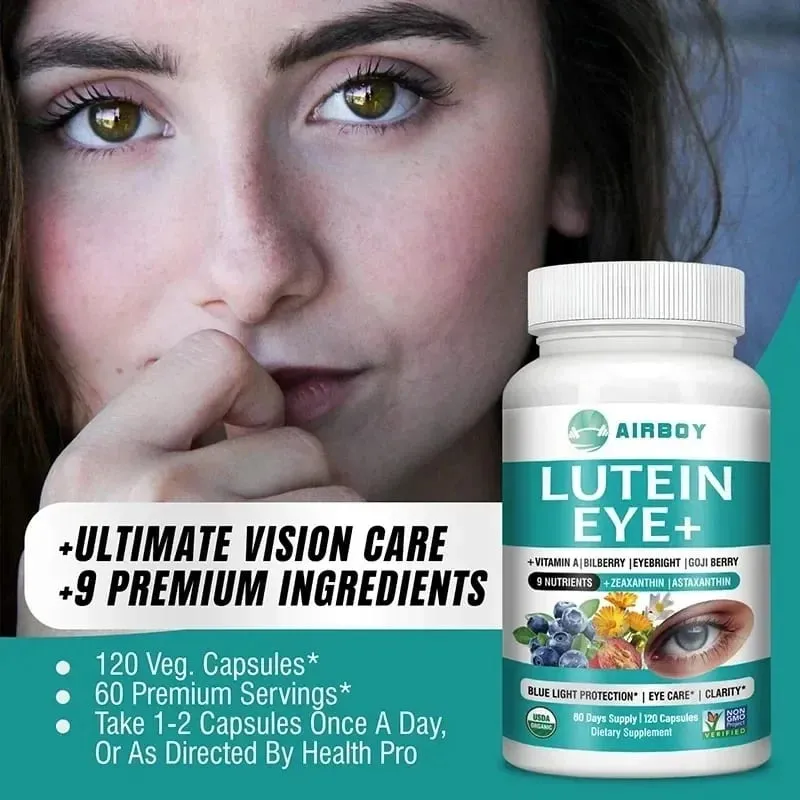 Lutein Eye - Supports Eye Health Reduces Eye Fatigue and Dry Eyes Reduce Blue Light Damage - with Astaxanthin Vitamin A Bilberry — image 5