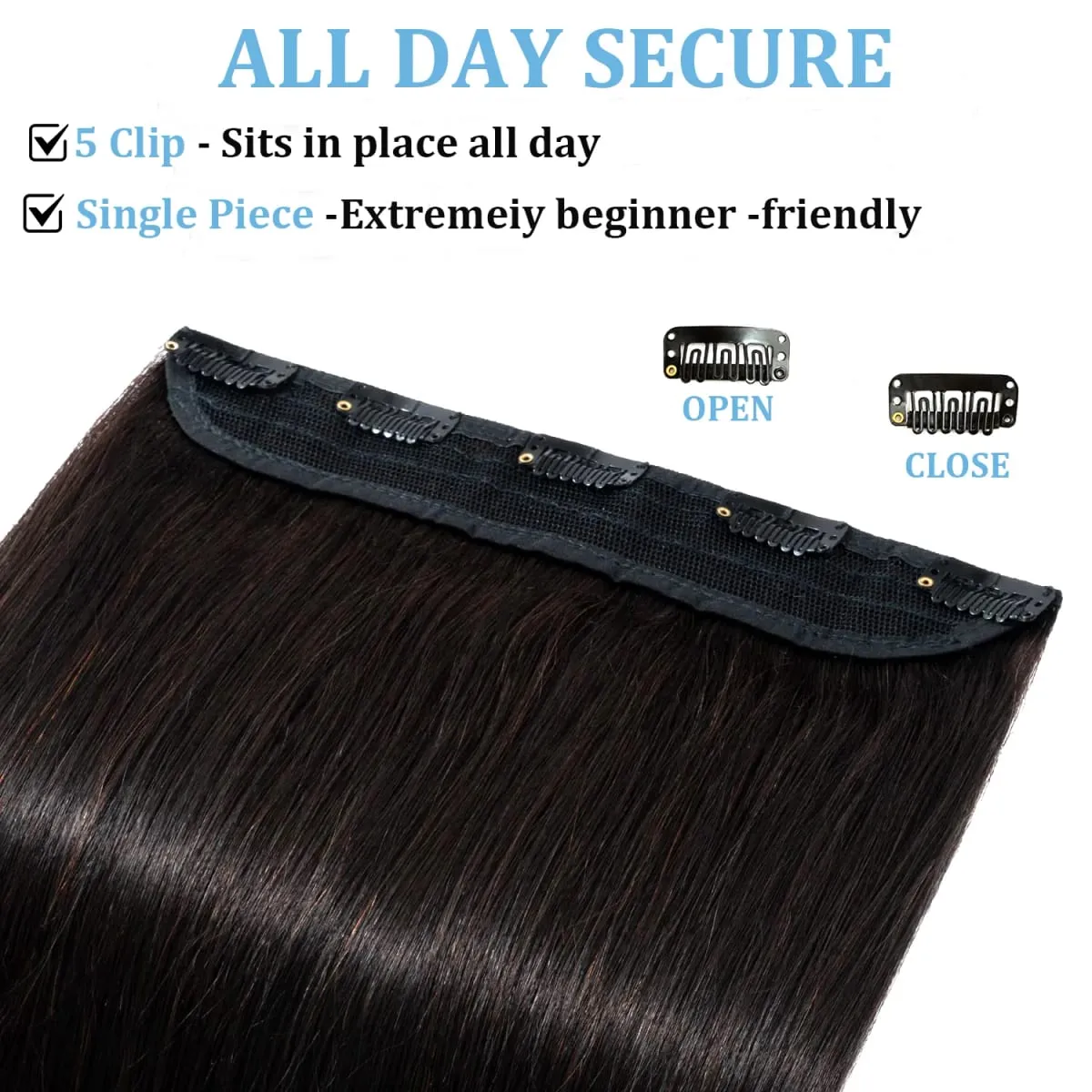 Klip Dalam Satu Bagian Lurus 10 Inci dengan 5 Klip Ekstensi Rambut Manusia Klip Rambut Remy Brasil Dalam Ekstensi Rambut Alami