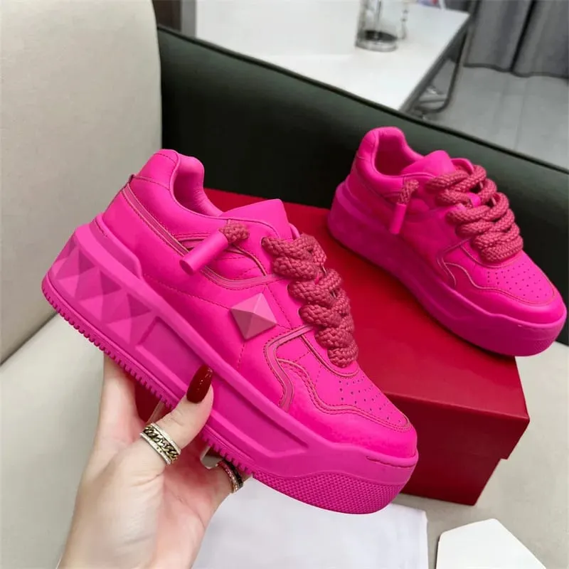 Men's Shoes Fashion Platform Sneakers High Quality Leather Casual Shoes Fashion Street Skateboard Shoe Lace Up Vulcanized Shoes