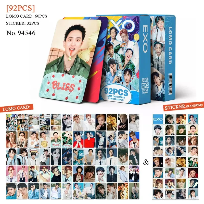 92pcs EXO New Album REVERXE Photocards Stickers Kpop Merch Lomo Cards Set Fans Collection Cards Gifts — image 7