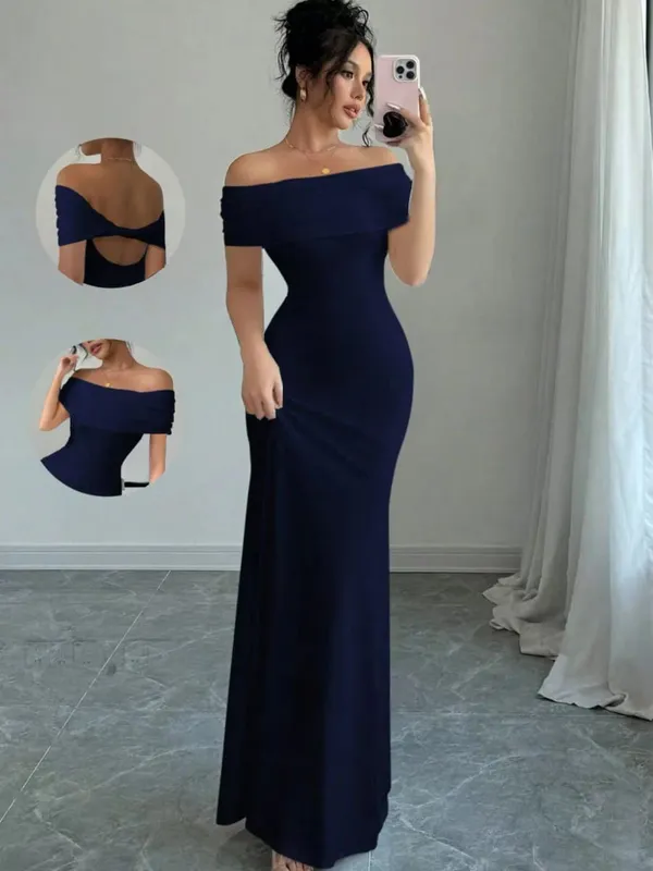Off Shoulder Party Dress Women‘s Sleeveless Sexy Bodycon Midi Dress Elegant Bandage Cocktail Dress for Night Out