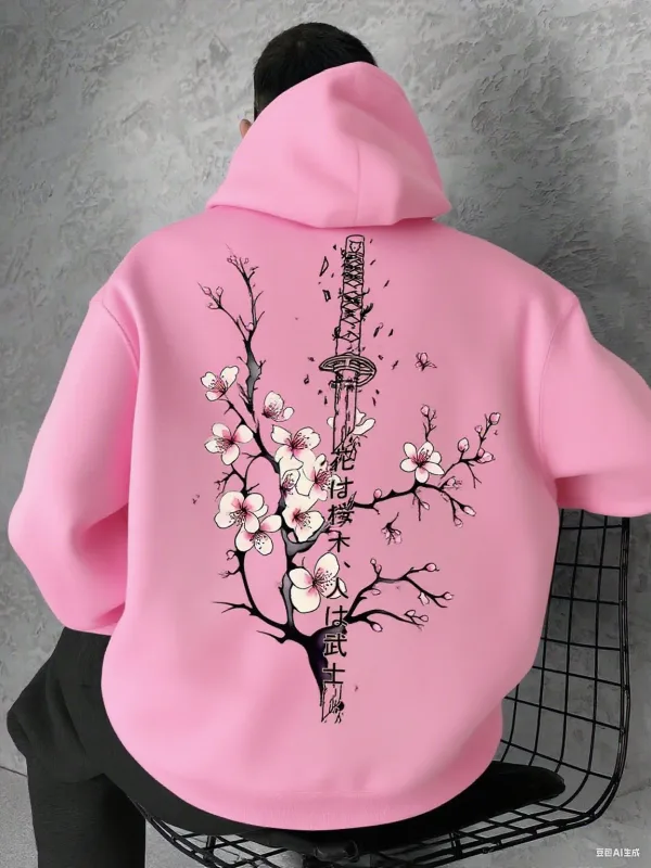 Japan Cherry Blossom Men Women Pullover Hoodie Street Casual Harajuku Y2K Retro Loose Sport Daily Autumn Winter Sweatshirt Top — image 6