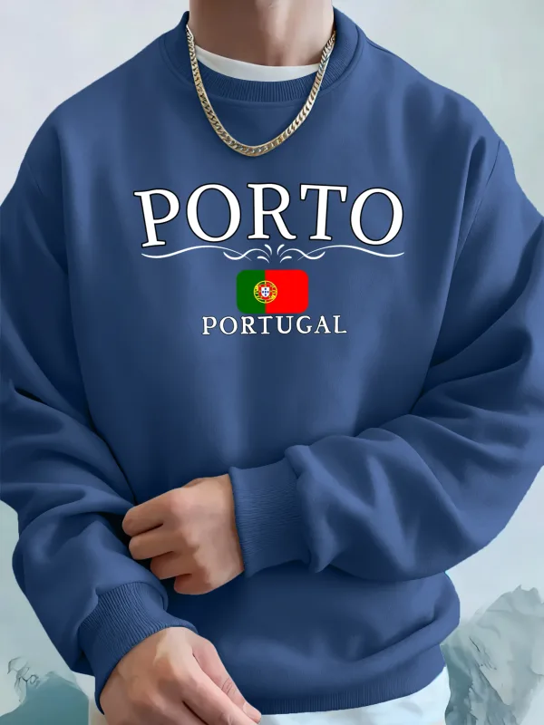 Porto Portugal Letter And Flag Print Clothes Unisex Warm Casual Hoody Street Sports Sportswear Fleece Thicken Streetwear Man — image 9