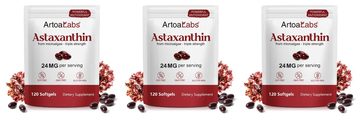 Astaxanthin Softgels 24mg Triple Strength Kraftfuld antioxidant Øjensundhedsstøtte Mikroalger Sojafri Glutenfri 120 Antal — image 9