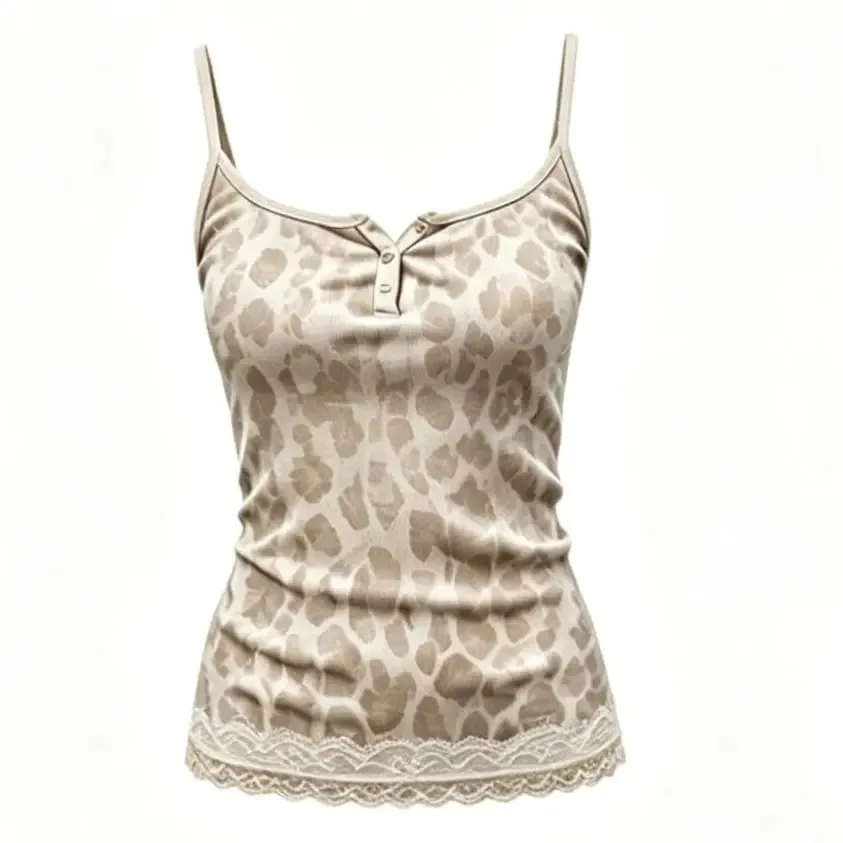 American Leopard Print Slips Bows Patchwork Lace Sexy Slim Crop Camis Top Fashion Women Y2K Outfits Festival Party Halter Vest