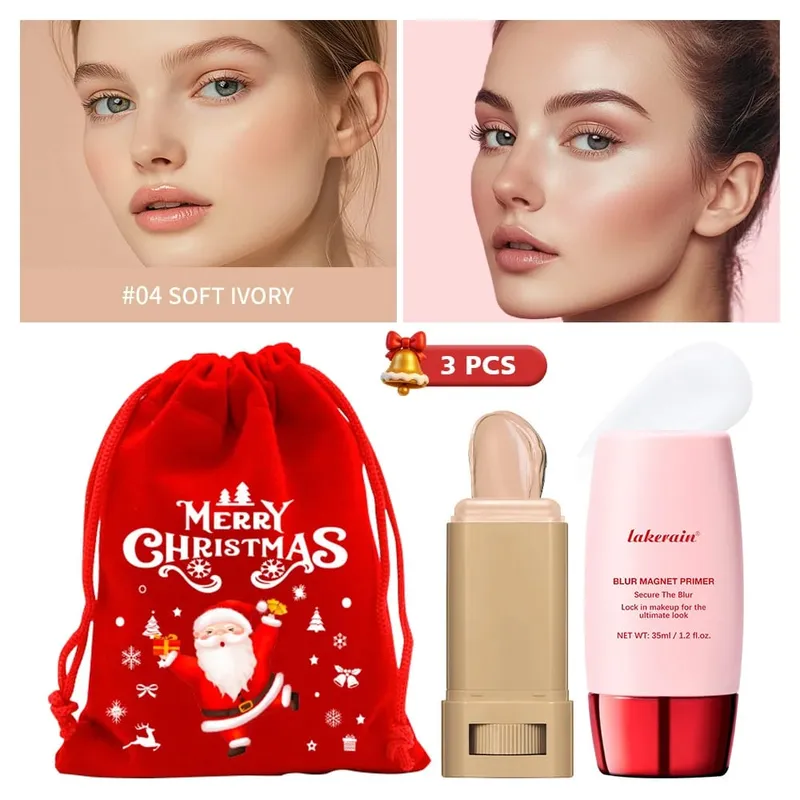 Blur Magnet Primer & Penghapus Foundation Stick Tahan Lama Meminimalkan Pori-pori Wajah Halus Kontrol Minyak Matte Hadiah Natal
