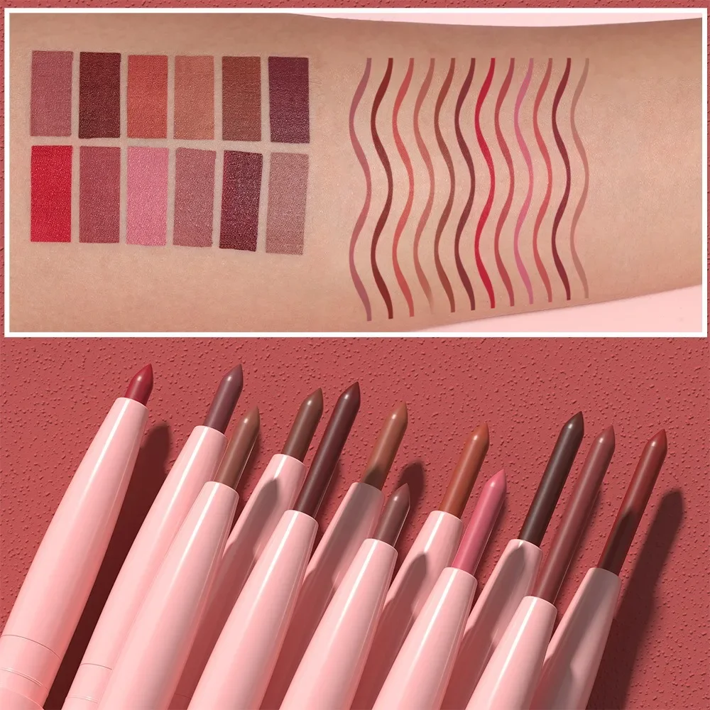 1 Stück, verjüngte Spitze, Lipliner-Stift, matt, aufpolsternder Lippenfleck, langlebig, wasserdicht, feiner Lippenstift, schlanke Lippen, Umriss, Kontur, Make-up, Rosa — image 5