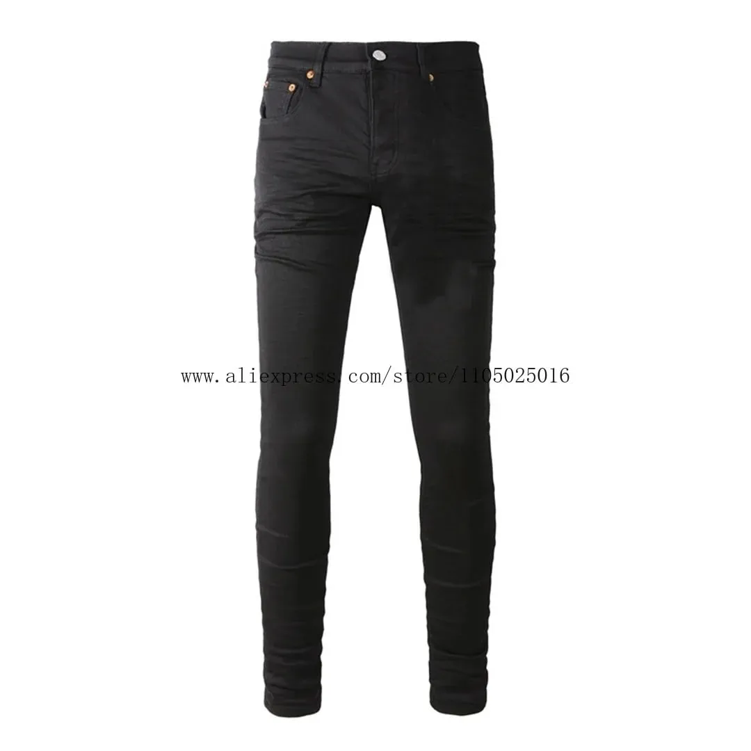 High Street Brand Men's Jeans American Distressed Coated Blank Stretch Skinny Button Fly Ripped Pants Trousers — image 1