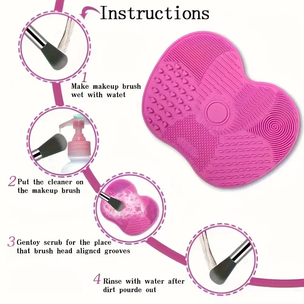 Silicone Apple-Shaped Makeup Brush Cleaning Mat With Suction Cup Deeply Cleans Makeup Brushes Making Brushes Fluffy And Soft — image 6