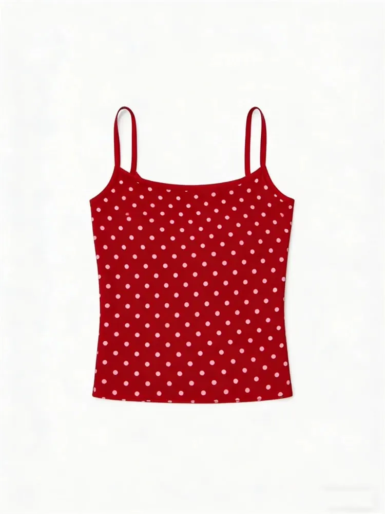 Polka Dot Pink Camis Woman Summer Cotton Slim Tank Top Female Casual Vintage Preppy Style All-match Sweet Cute Crop Top Y2k New — image 13
