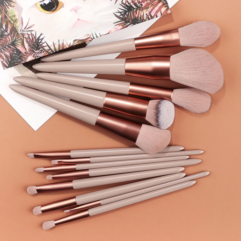 13Pcs Makeup Brushes Tool Set Cosmetic Powder Eye Shadow Foundation Blush Blending Beauty Make Up Brush For Makeup Starters Gift
