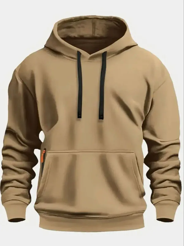 Fall/Winter New Arrival Men's Fleece Hoodie High Quality Solid Color Hooded Sweatshirt Male Fashionable Street Style Sweatshirt — image 13