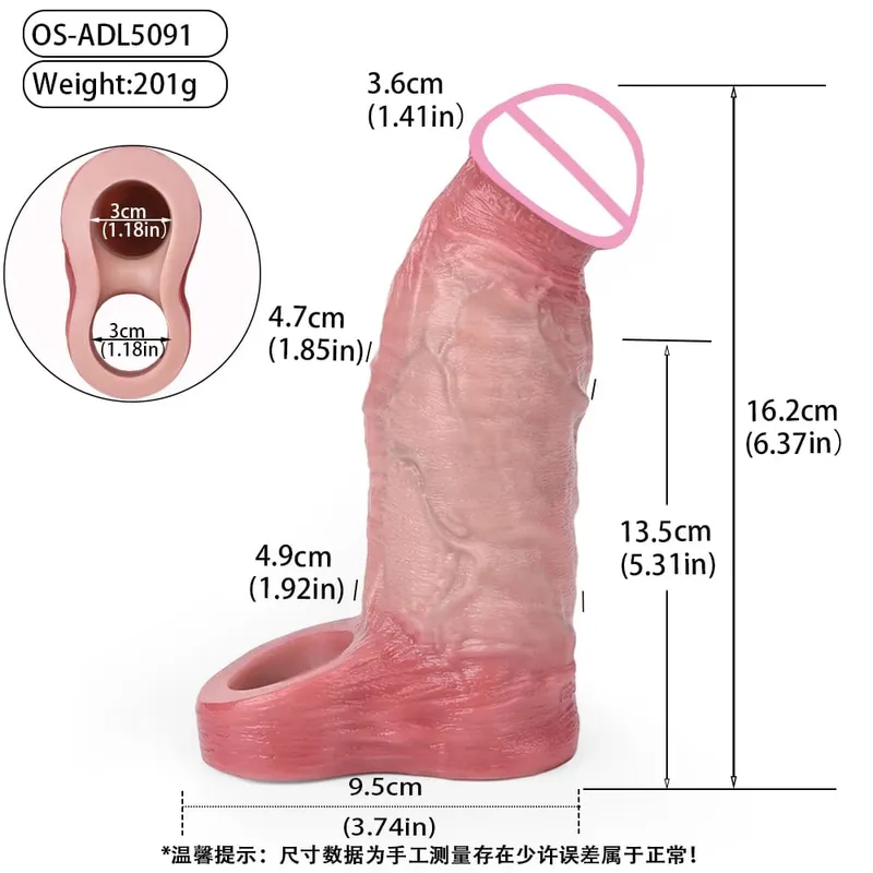 7.2in Realistic Penis Sleeve Reusable Penis Sleeve with Cock Ring Silicone Penis Enlarger Sleeve Male Adult Sex Toy for Men — image 9
