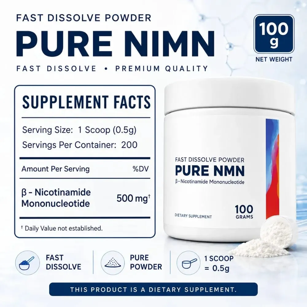 NMN Powder 100g 99 Purity Fast Dissolve β-Nicotinamide Mononucleotide NAD+ Cellular Energy Support 200 Servings Supplement — image 4