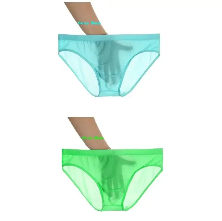 2PCS Ultra Thin Ice Silk กางเกง Plus ขนาด M-4XL สีทึบเยาวชนโปร่งแสงต่ำเอว Breathable เซ็กซี่ชายกางเกง