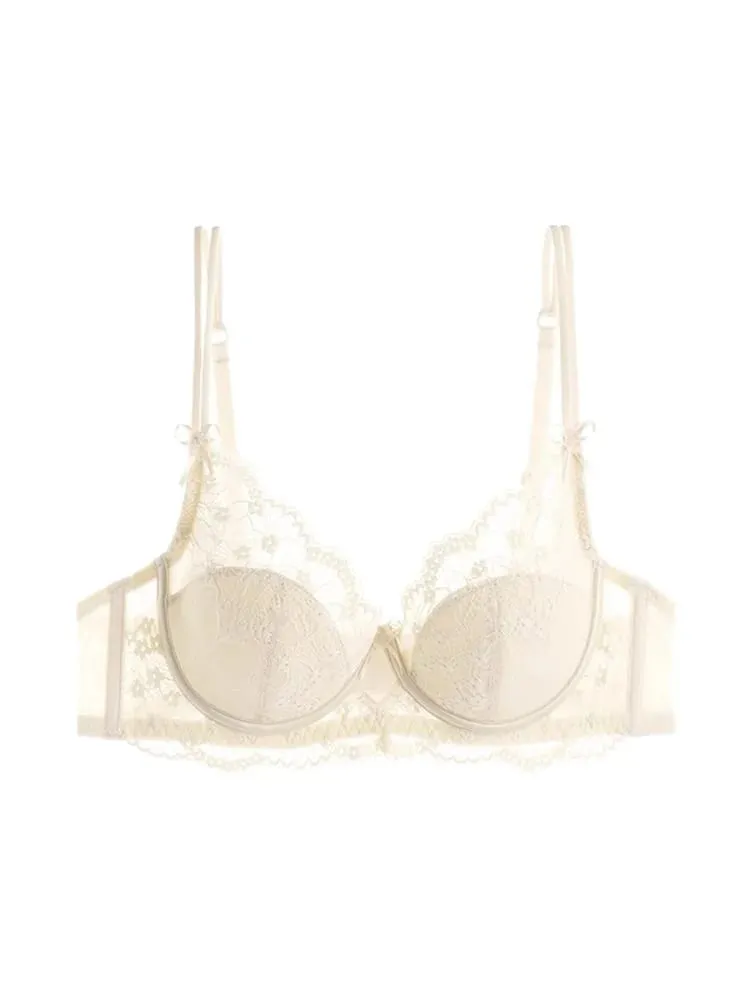 Sutiã minimizador feminino estilo francês, conjunto de lingerie sexy, suporte de peito grande, meia xícara, arame macio, anti-flacidez, conforto, sutiãs finos — image 7