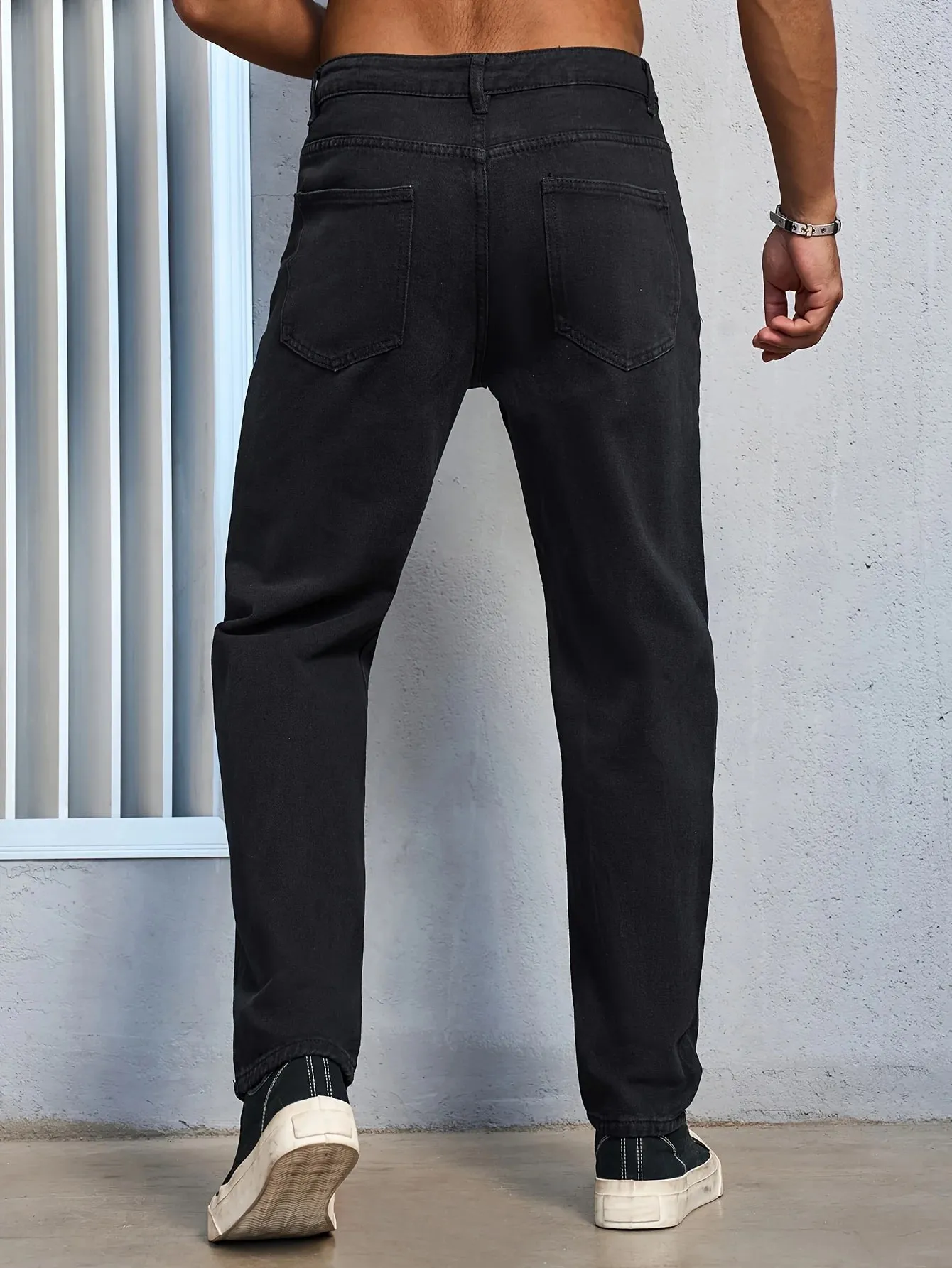 Men's Casual Solid Black Regular fit Jeans — image 8