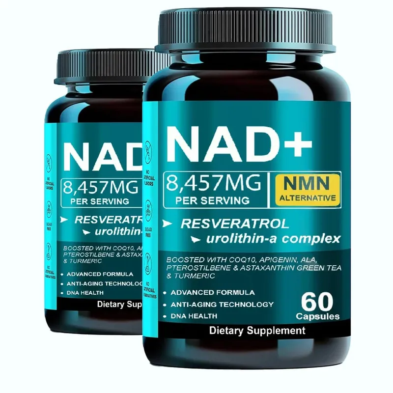 NAD Supplement 8457mg Plus for Energy Focus Skin & Anti-Aging Support - NMN Alternative Liposomal + Green Tea 60 Capsules